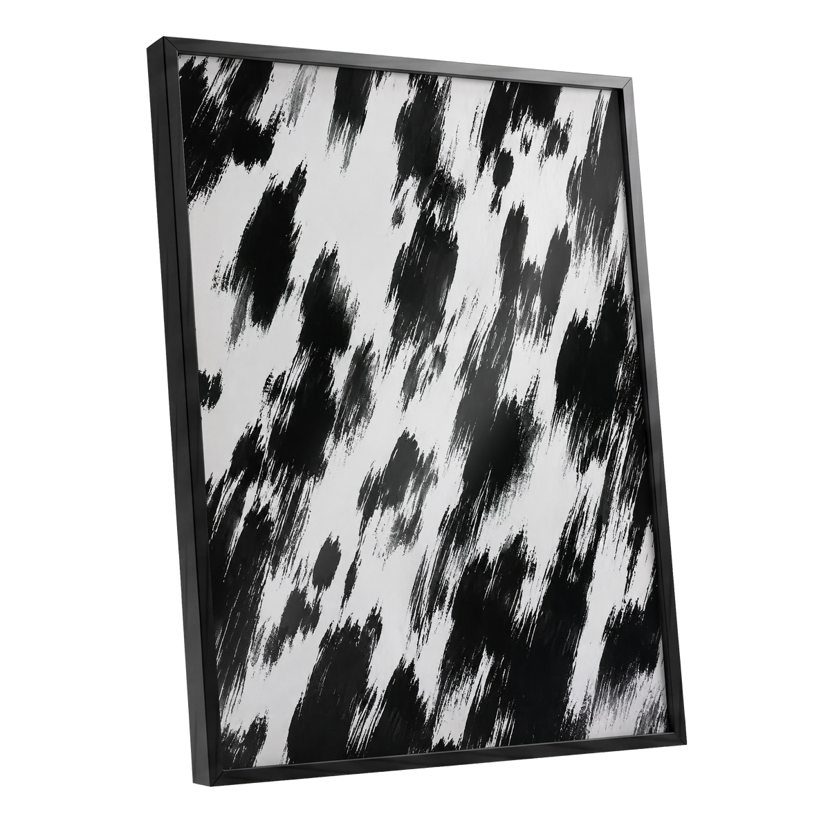 Monochrome Momentum, black, white, gray abstract wall art shown as a black framed poster wall art print