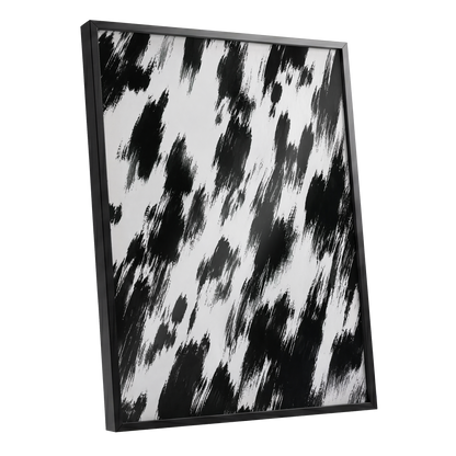 Monochrome Momentum, black, white, gray abstract wall art shown as a black framed poster wall art print