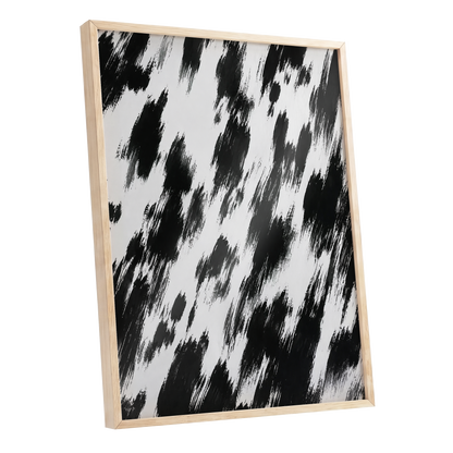 Monochrome Momentum, black, white, gray abstract wall art shown as a oak framed poster wall art print
