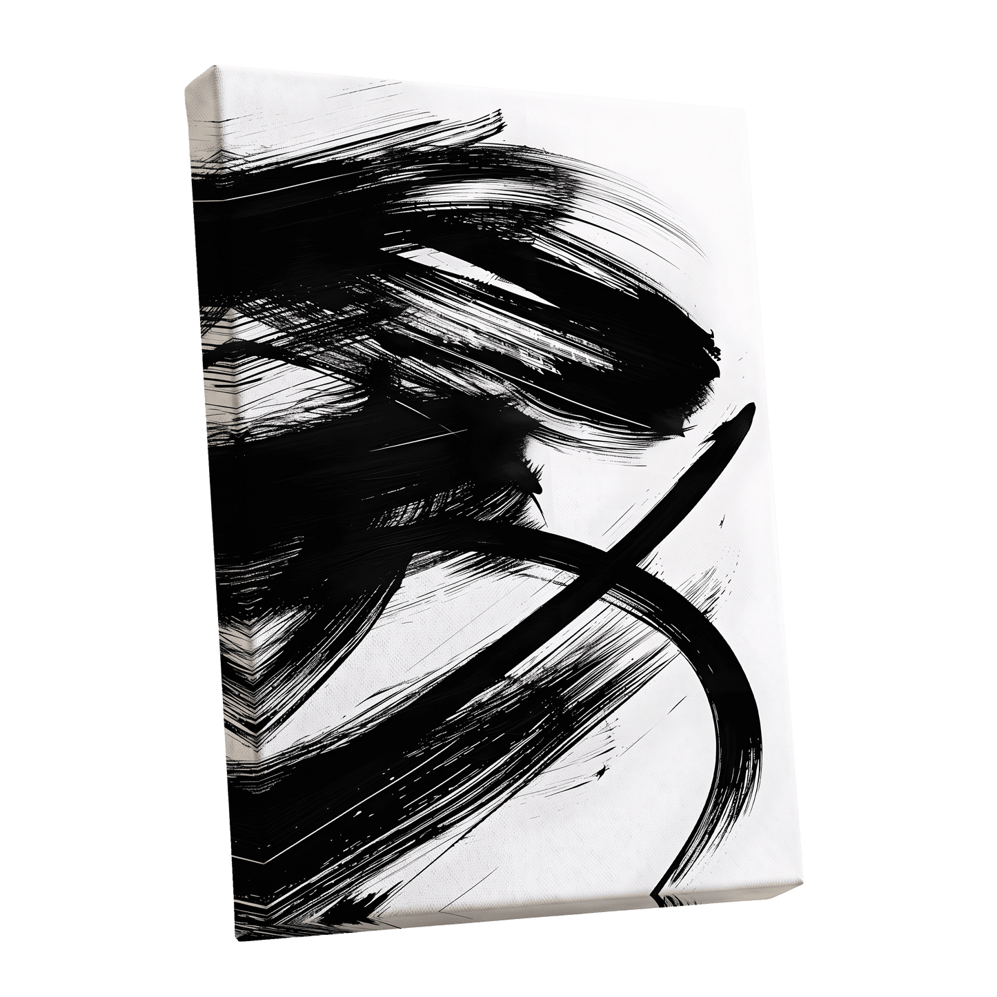 Monochrome Momentum, black, white abstract wall art shown as a stretched canvas wall art