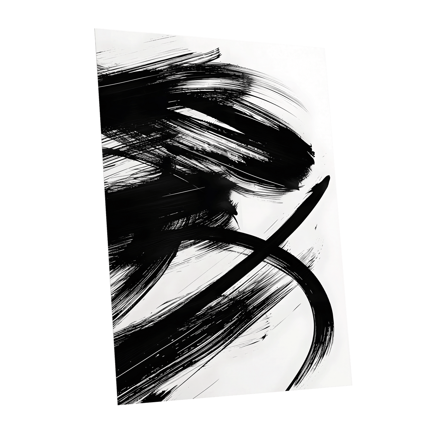 Monochrome Momentum, black, white abstract wall art shown as a unframed poster wall art print