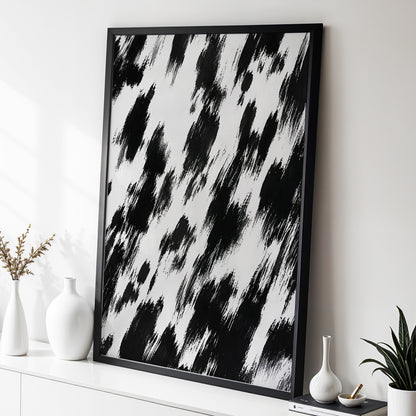 Monochrome Momentum, black, white, gray abstract wall art displayed in a styled interior, gallery view 2