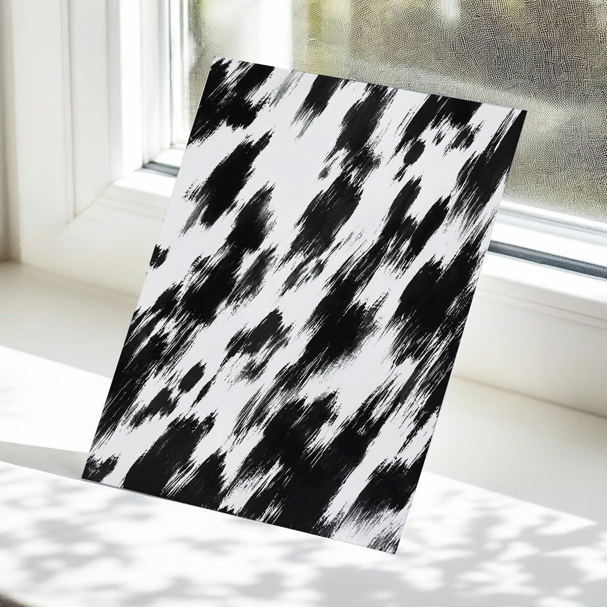 Monochrome Momentum, black, white, gray abstract wall art displayed in a styled interior, gallery view 5