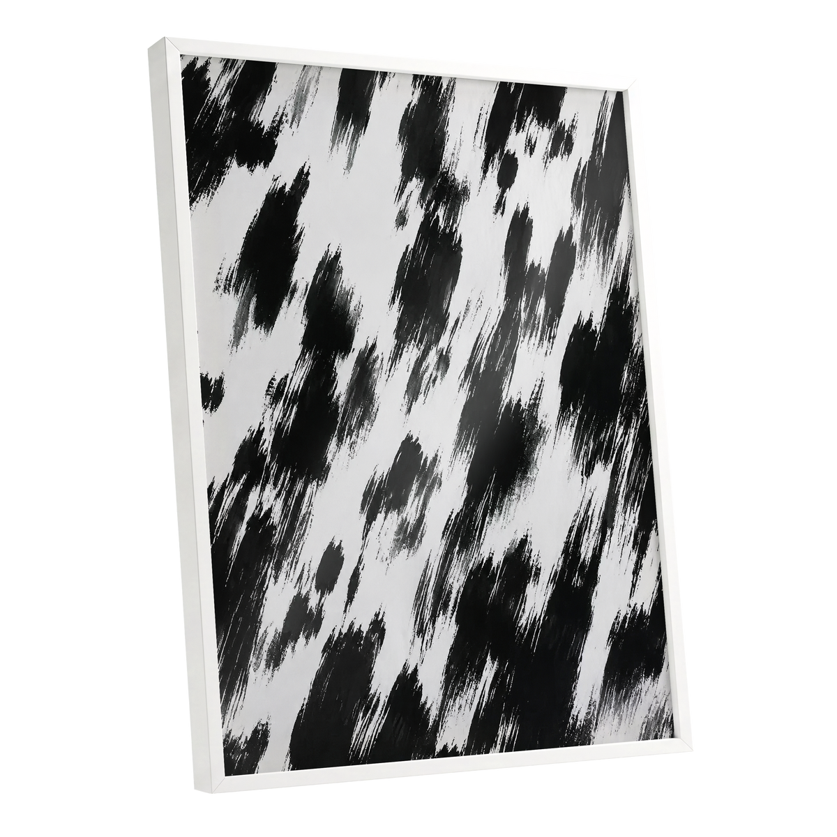 Monochrome Momentum, black, white, gray abstract wall art shown as a white framed poster wall art print
