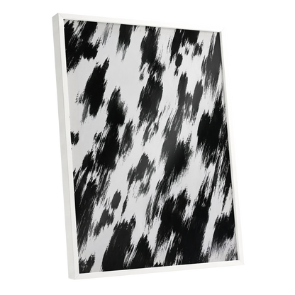 Monochrome Momentum, black, white, gray abstract wall art shown as a white framed poster wall art print