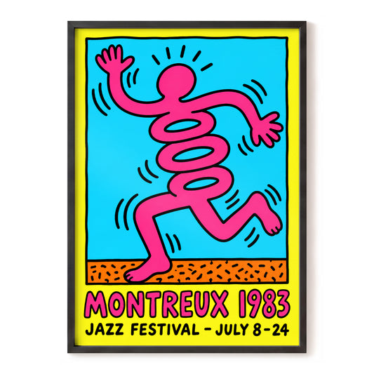 Montreux Motion, pink, blue, yellow abstract wall art, front artwork view