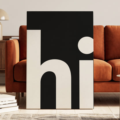 Monumental Letterform, black, white minimalist wall art on canvas displayed in a styled interior, gallery view 2