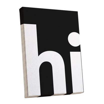 Monumental Letterform, black, white minimalist wall art shown as a stretched canvas wall art