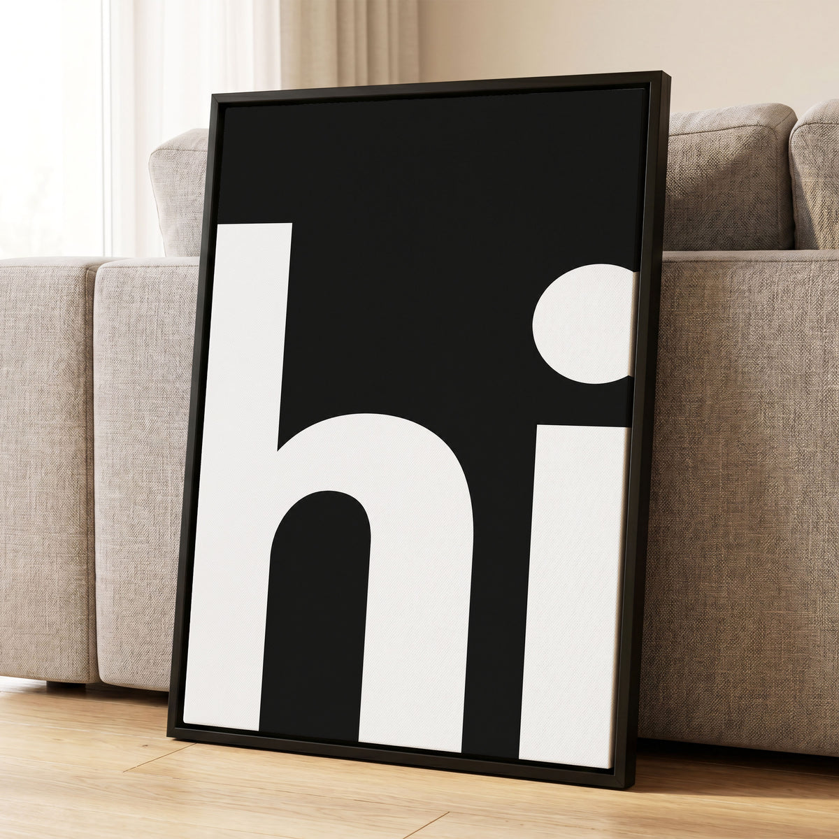 Monumental Letterform, black, white minimalist wall art displayed in a styled interior, gallery view 1