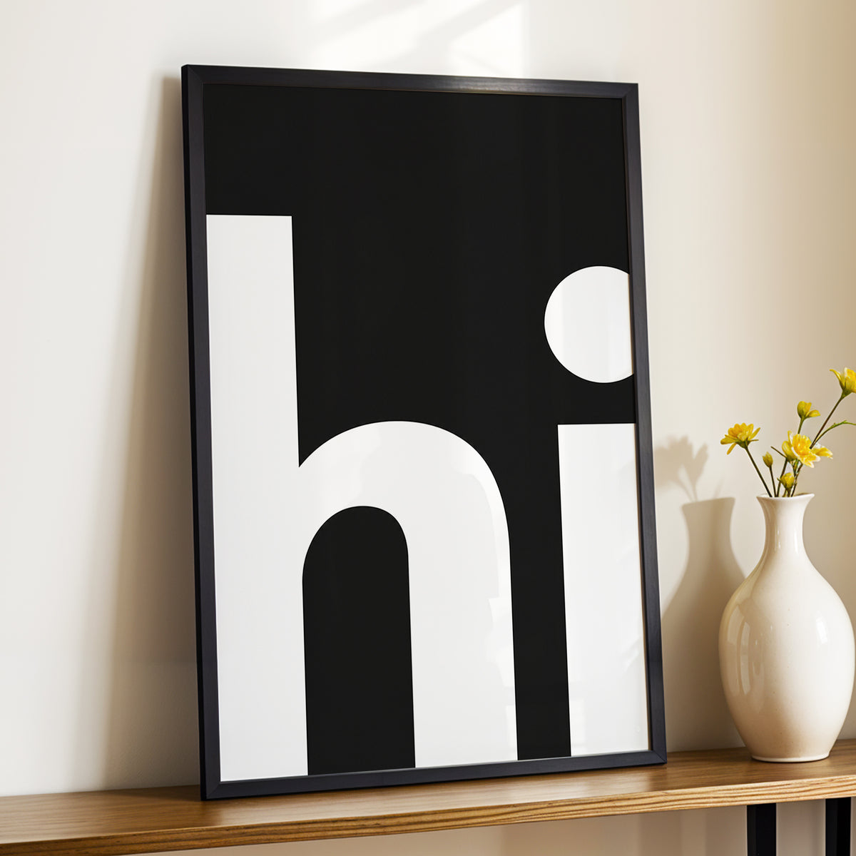 Monumental Letterform, black, white minimalist wall art displayed in a styled interior, gallery view 4