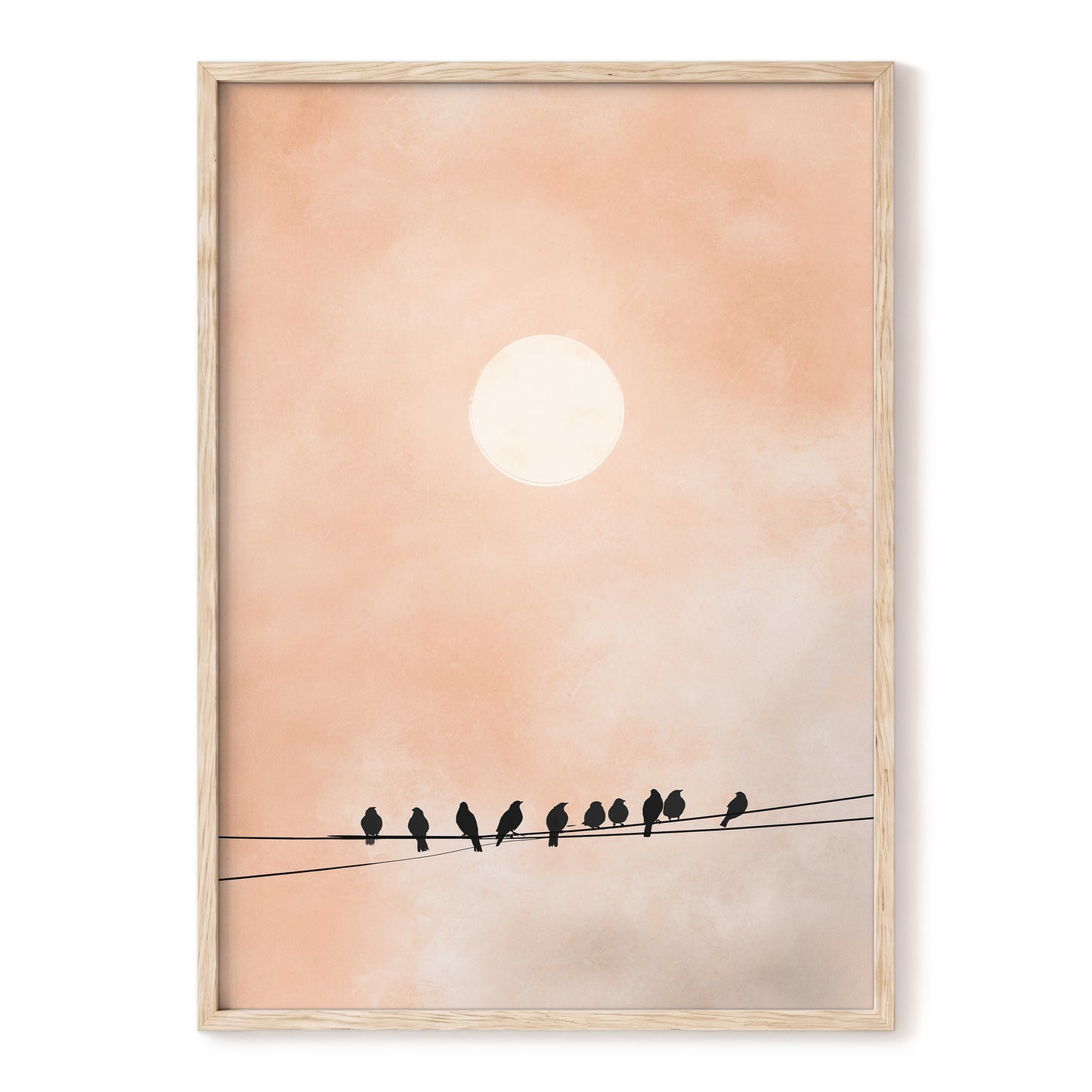Moonlit Chorus, pink, beige, white nature wall art, front artwork view