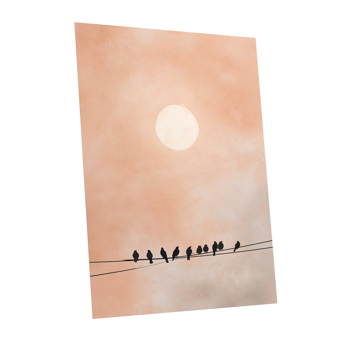 Moonlit Chorus, pink, beige, white nature wall art shown as a unframed poster wall art print