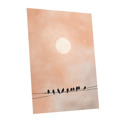 Moonlit Chorus, pink, beige, white nature wall art shown as a unframed poster wall art print