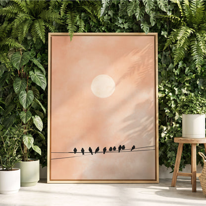 Moonlit Chorus, pink, beige, white nature wall art displayed in a styled interior, gallery view 4