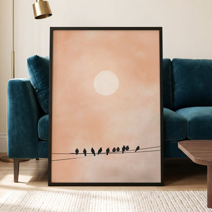 Moonlit Chorus, pink, beige, white nature wall art displayed in a styled interior, gallery view 6
