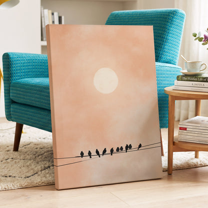 Moonlit Chorus, pink, beige, white nature wall art displayed in a styled interior, gallery view 7