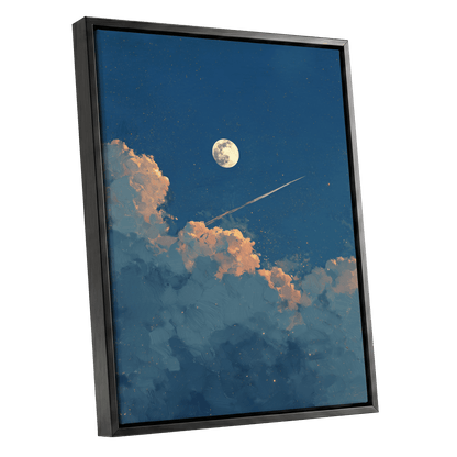 Moonlit Ember Clouds – black framed canvas option