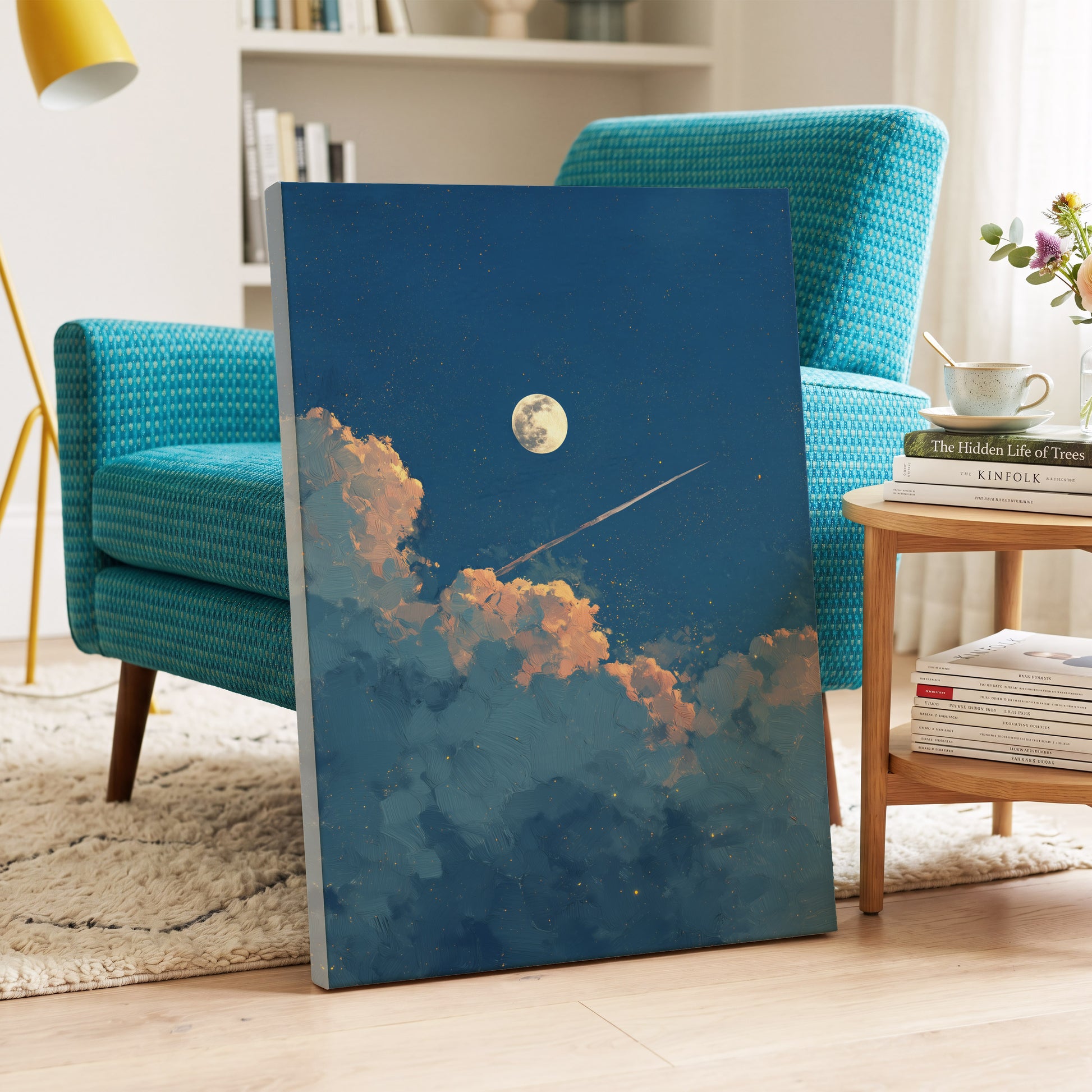 Moonlit Ember Clouds – canvas wall art in a styled interior, gallery view 1