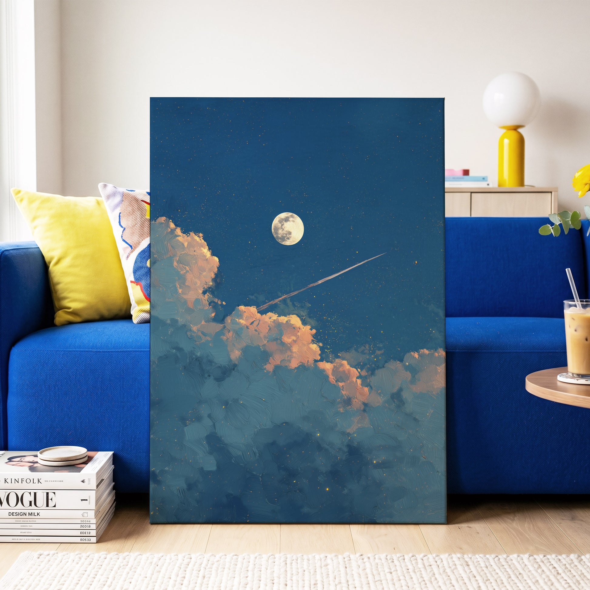 Moonlit Ember Clouds – canvas wall art in a styled interior, gallery view 2