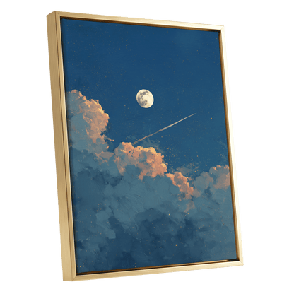 Moonlit Ember Clouds – gold framed canvas option