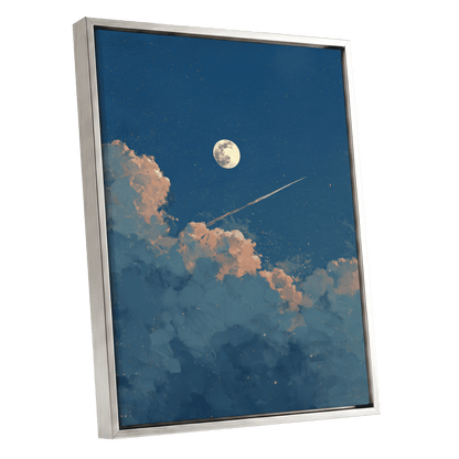 Moonlit Ember Clouds – silver framed canvas option