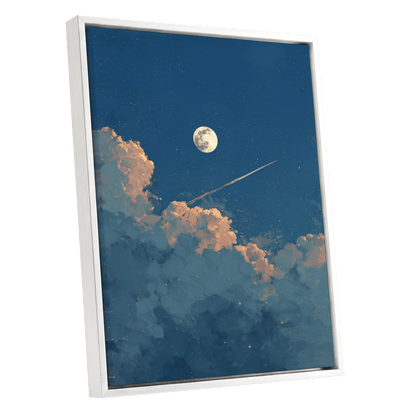 Moonlit Ember Clouds – white framed canvas option
