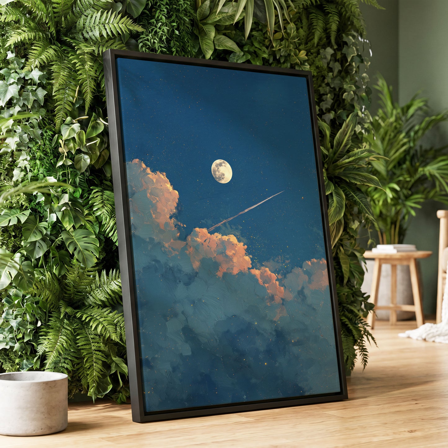 Moonlit Ember Clouds – wall art displayed in a styled interior, gallery view 1