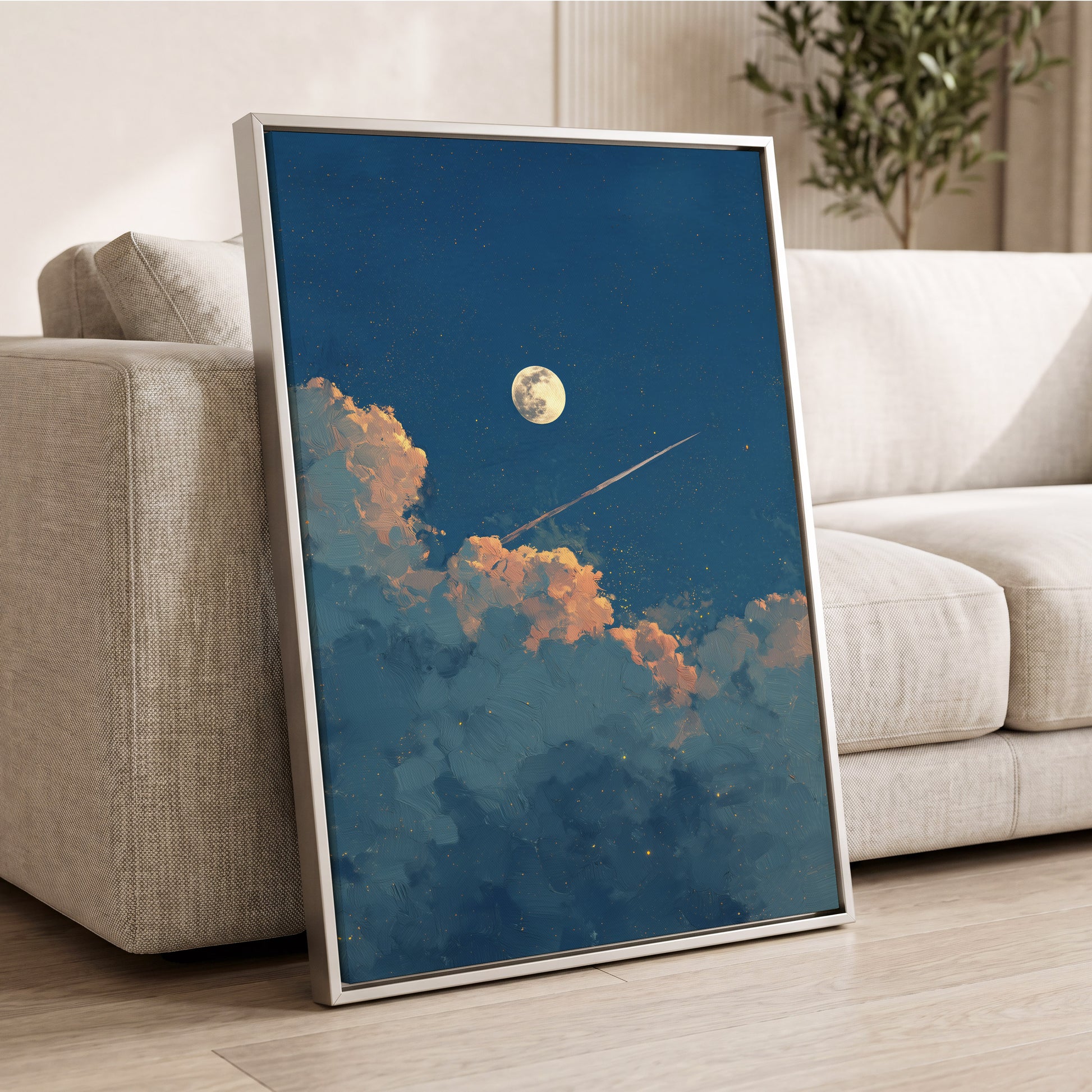 Moonlit Ember Clouds – wall art displayed in a styled interior, gallery view 2
