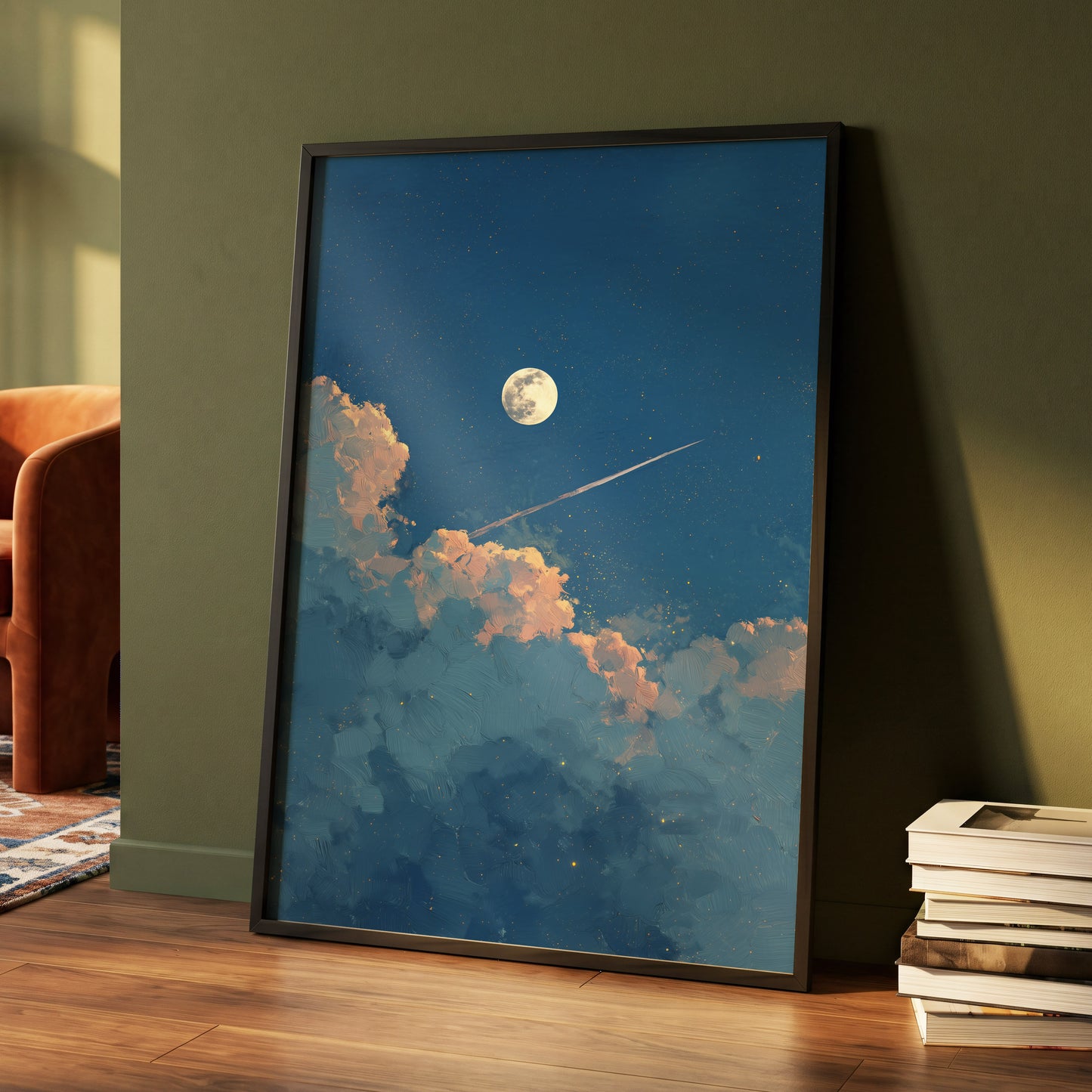 Moonlit Ember Clouds – wall art displayed in a styled interior, gallery view 4