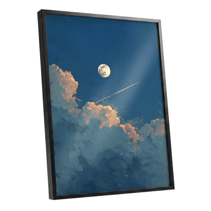 Moonlit Ember Clouds – black framed poster option