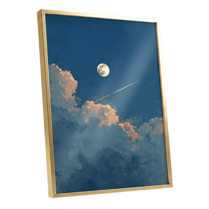 Moonlit Ember Clouds – gold framed poster option
