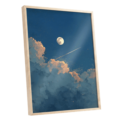 Moonlit Ember Clouds – oak framed poster option