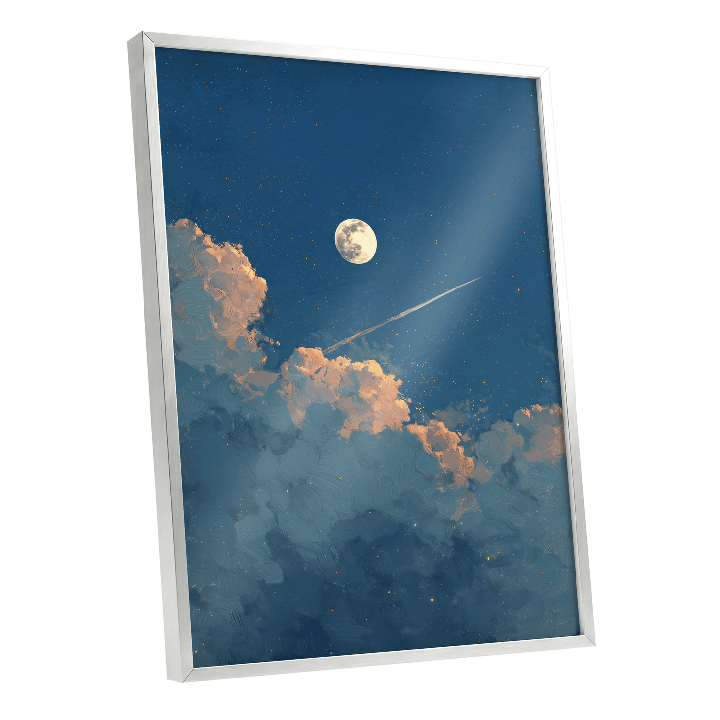 Moonlit Ember Clouds – silver framed poster option