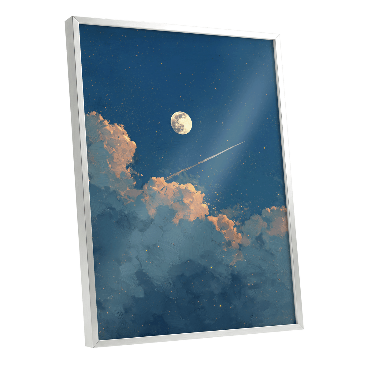 Moonlit Ember Clouds – silver framed poster option