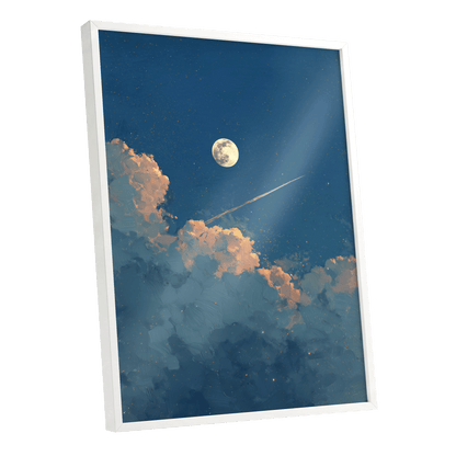 Moonlit Ember Clouds – white framed poster option