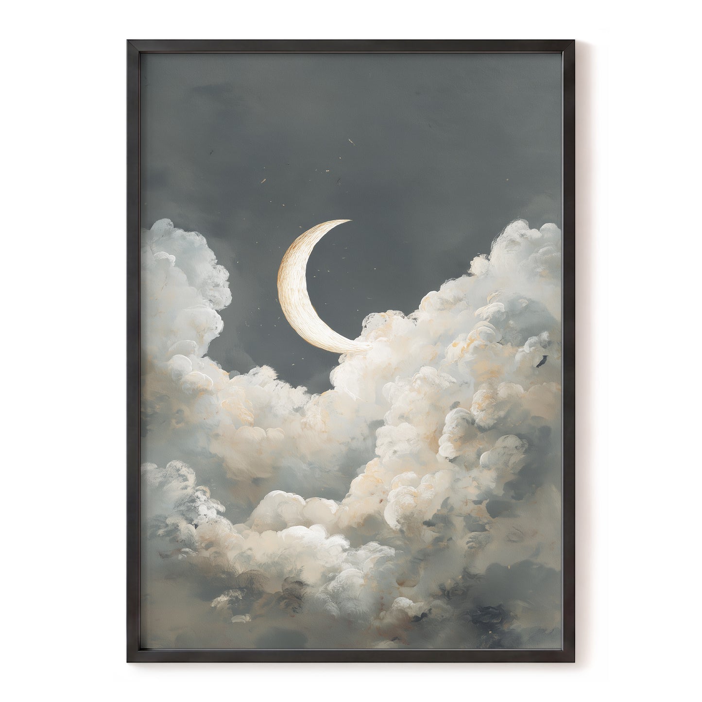 Moonlit Reverie – gray, white, beige nature wall art, front view