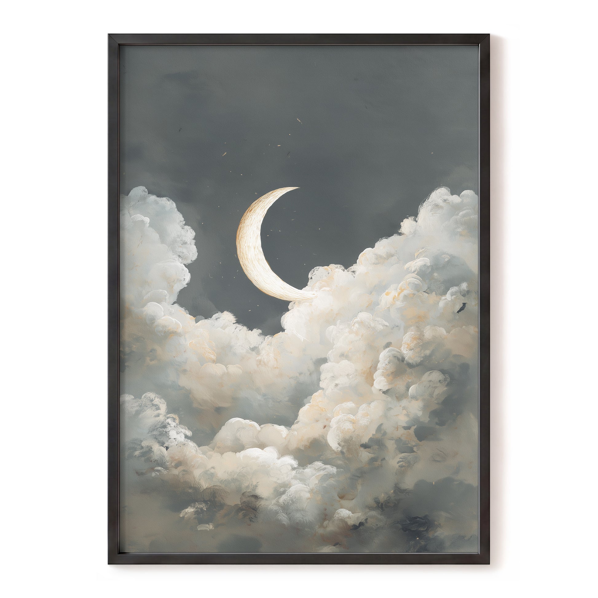 Moonlit Reverie – gray, white, beige nature wall art, front view