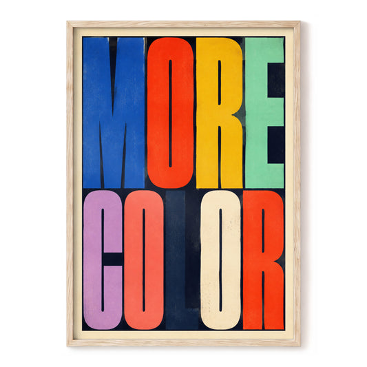 More Colour Block, black, blue, red minimalist wall art, front artwork view