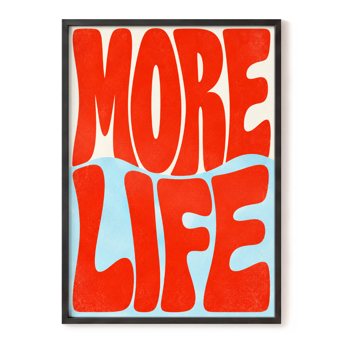 More Life Waves, red, blue, beige abstract wall art, front artwork view