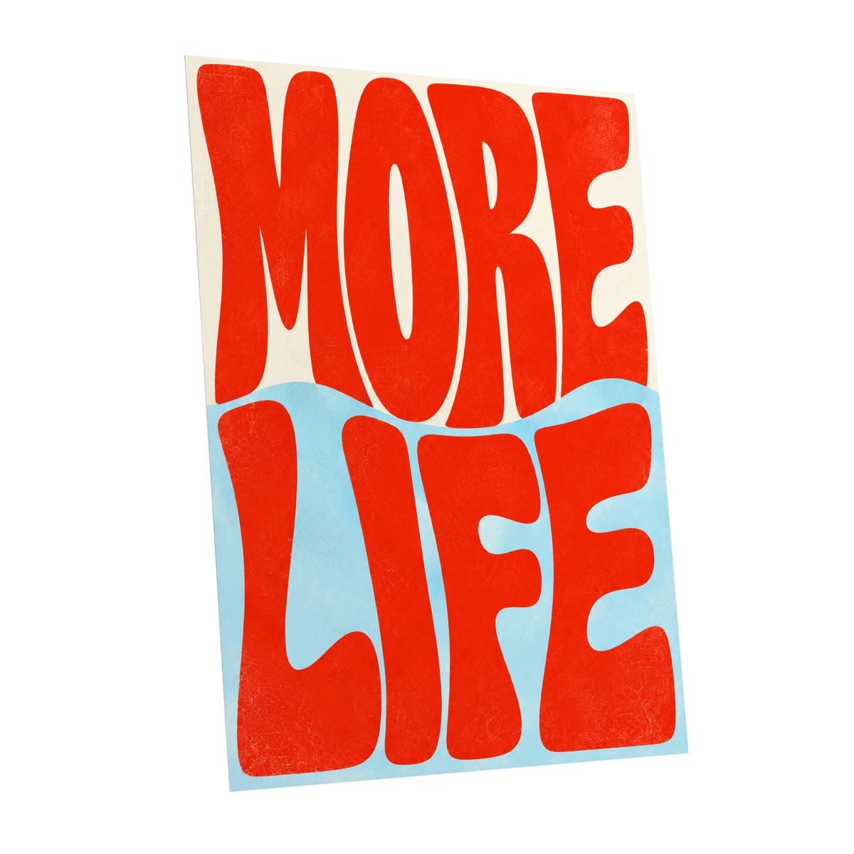More Life Waves, red, blue, beige abstract wall art shown as a unframed poster wall art print