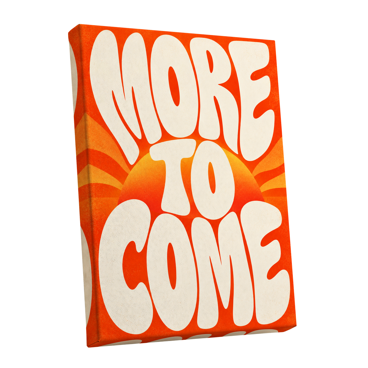 More to Come Glow, orange, beige, yellow abstract wall art shown as a stretched canvas wall art