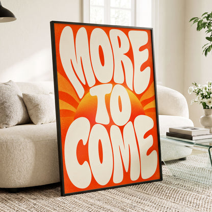 More to Come Glow, orange, beige, yellow abstract wall art displayed in a styled interior, gallery view 3