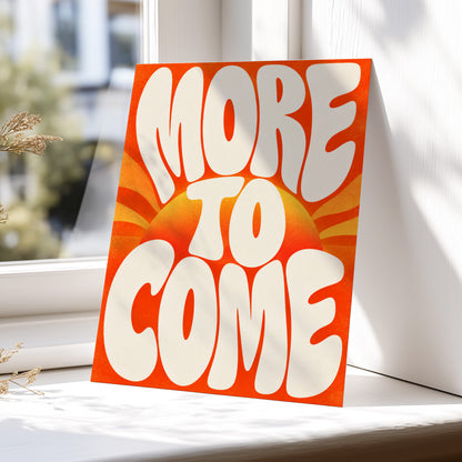 More to Come Glow, orange, beige, yellow abstract wall art displayed in a styled interior, gallery view 4
