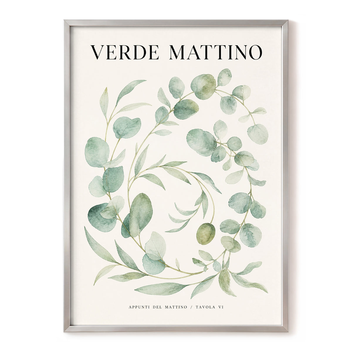 Morning Verde Study, green, beige, black nature wall art, front artwork view