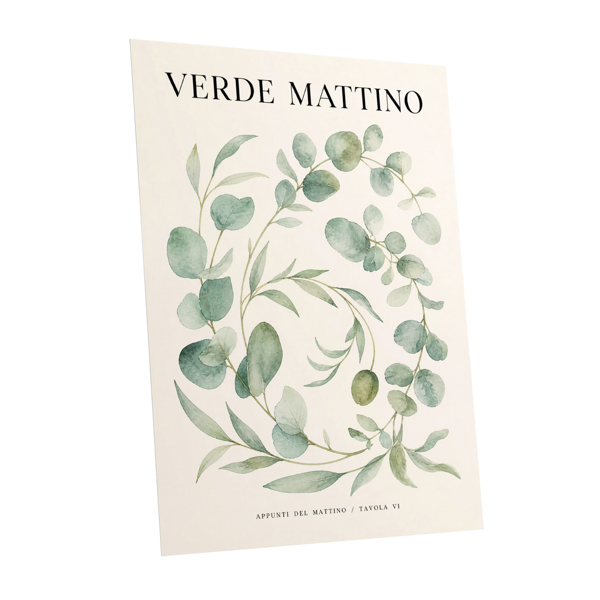 Morning Verde Study, green, beige, black nature wall art shown as a unframed poster wall art print
