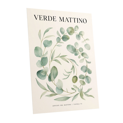 Morning Verde Study, green, beige, black nature wall art shown as a unframed poster wall art print