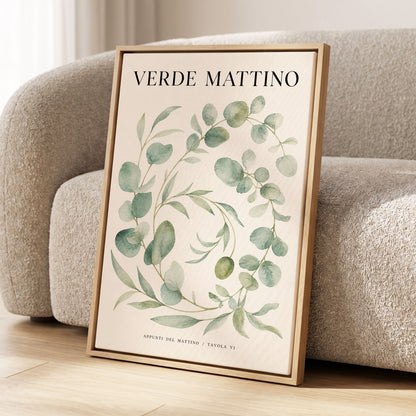 Morning Verde Study, green, beige, black nature wall art displayed in a styled interior, gallery view 2