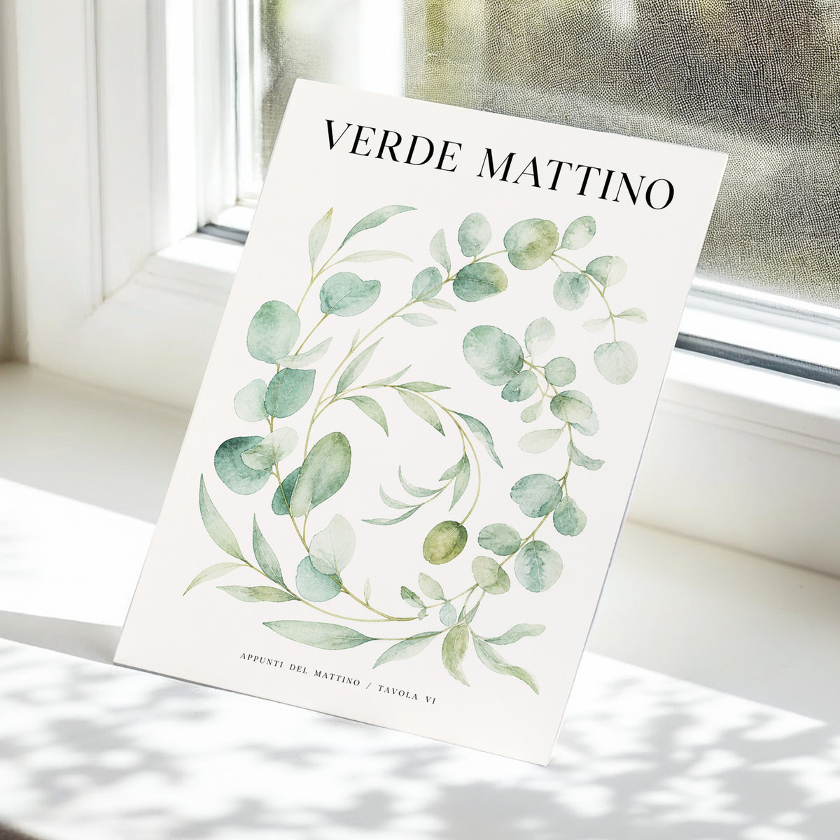 Morning Verde Study, green, beige, black nature wall art displayed in a styled interior, gallery view 5