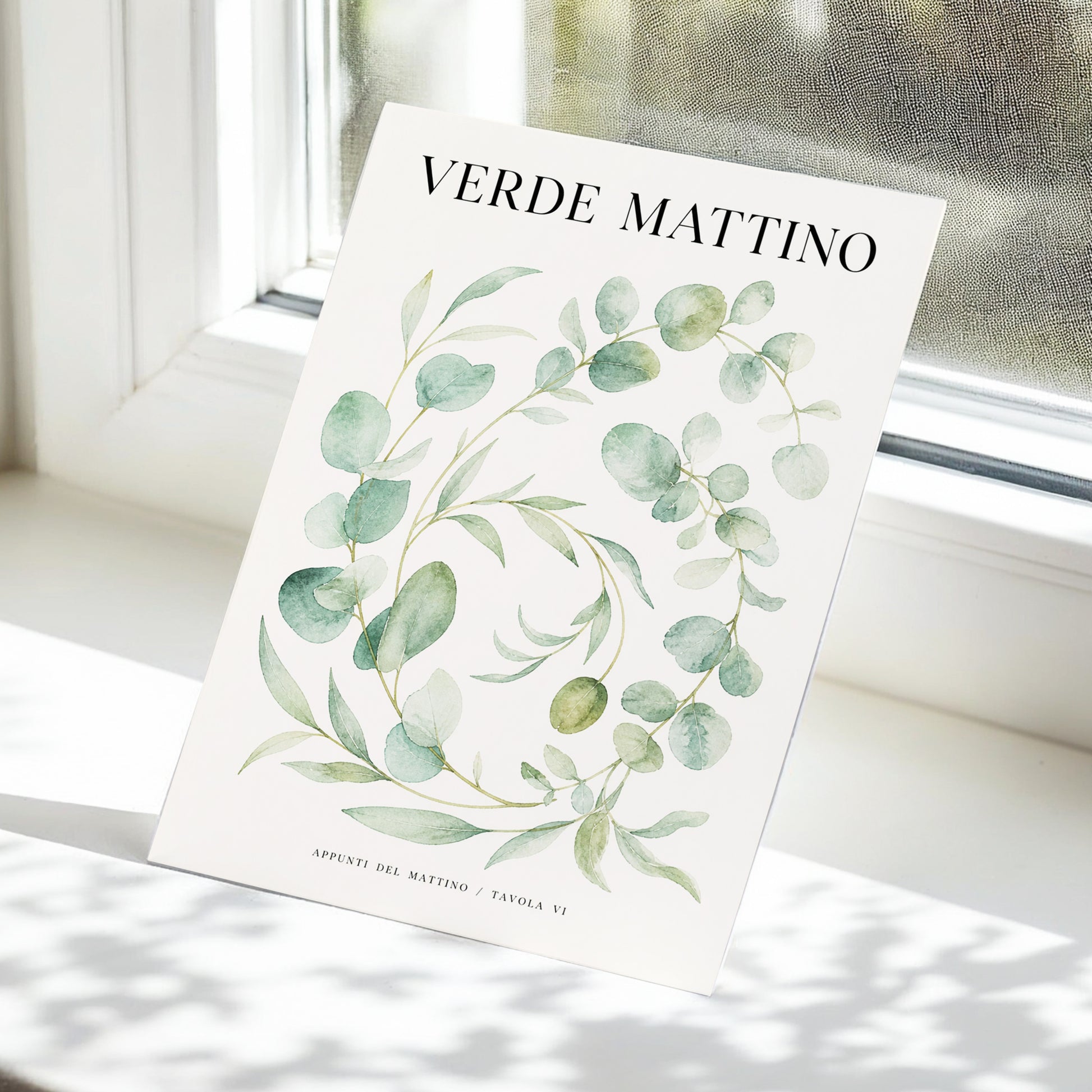 Morning Verde Study, green, beige, black nature wall art displayed in a styled interior, gallery view 5