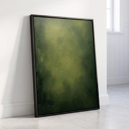 Mosslight Veil, green, black, gray abstract wall art displayed in a styled interior, gallery view 8